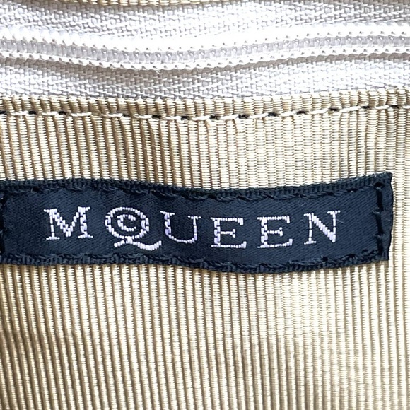 McQueen Top Zip Handbag Tote Leather Bag in Beige - Picture 16 of 16